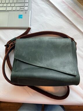Genuine Leather Crossbody Bag in Deep Green